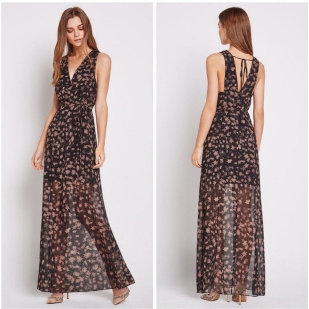 BCBGeneration Black and Pink Sleeveless Maxi Dress